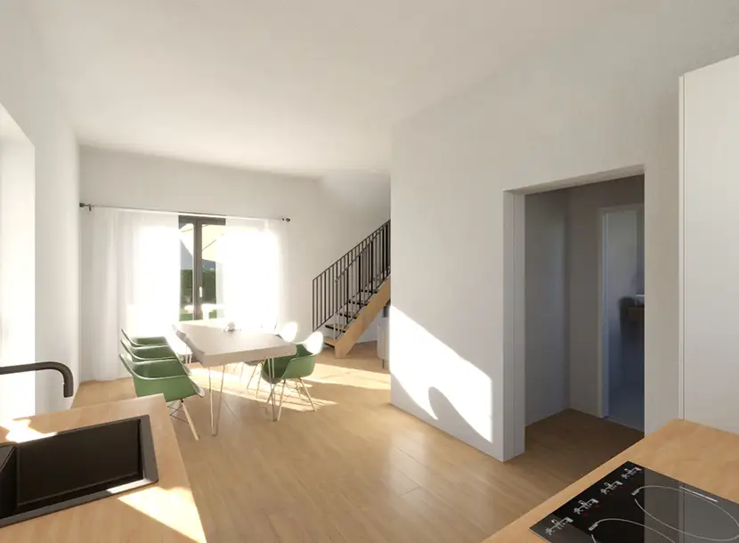 Holzwerk³ Tiny House NORA Innenraum - Intelligente Raumaufteilung auf zwei Ebenen Modulbau Holz